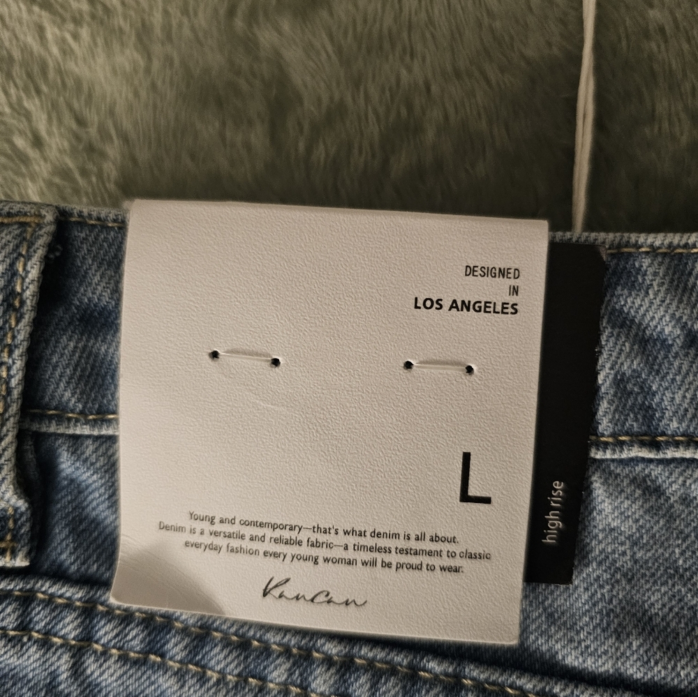 KanCan Light Blue Distressed Jean Shorts Size L - Picture 5 of 6